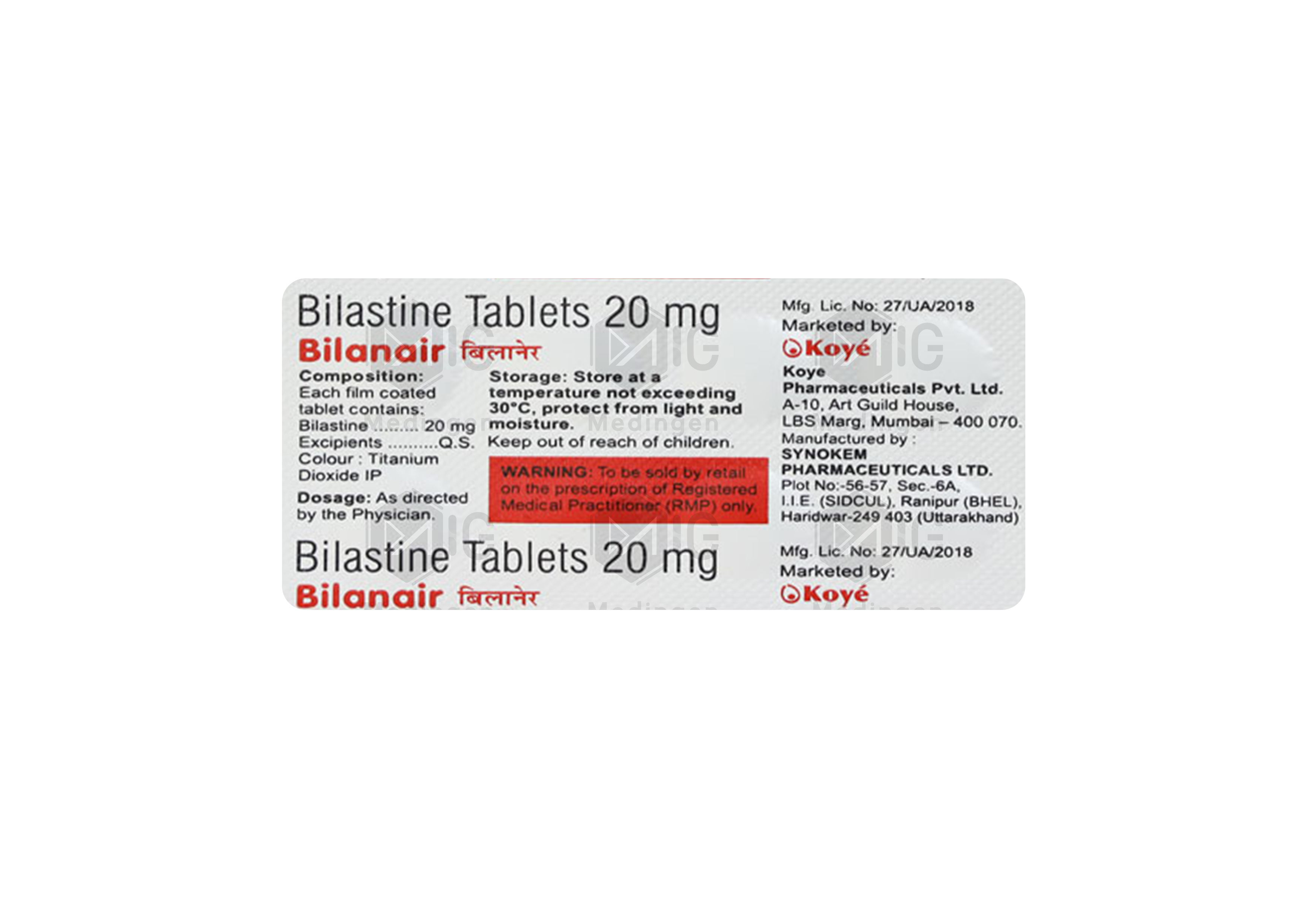 BILANAIR 20MG